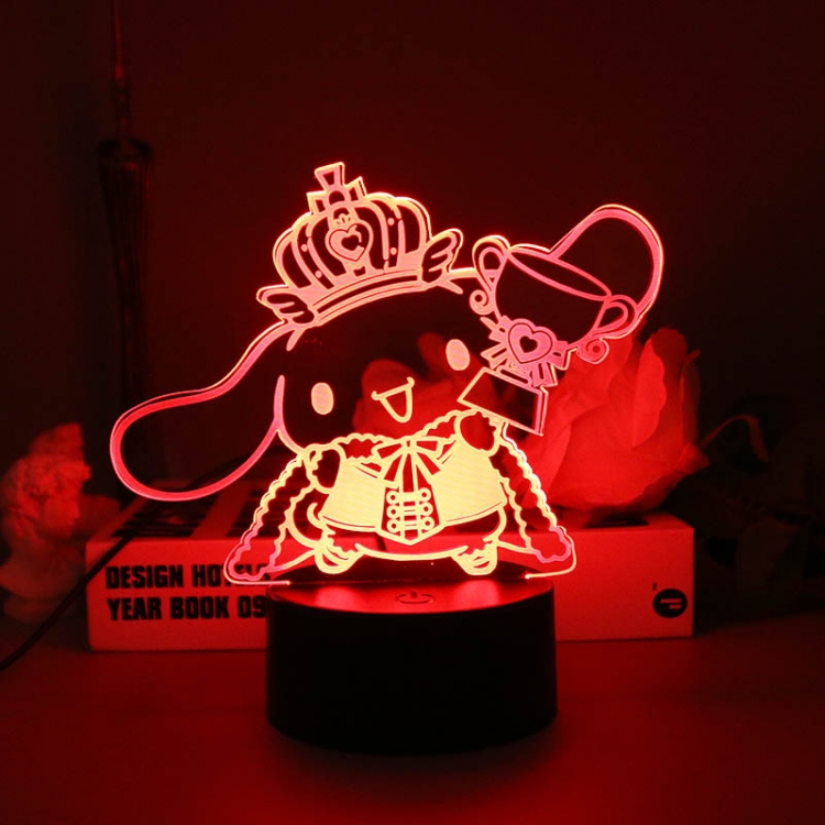 Big eared dog  3D night light USB touch switch colorful acrylic table lamp BLACK BASE