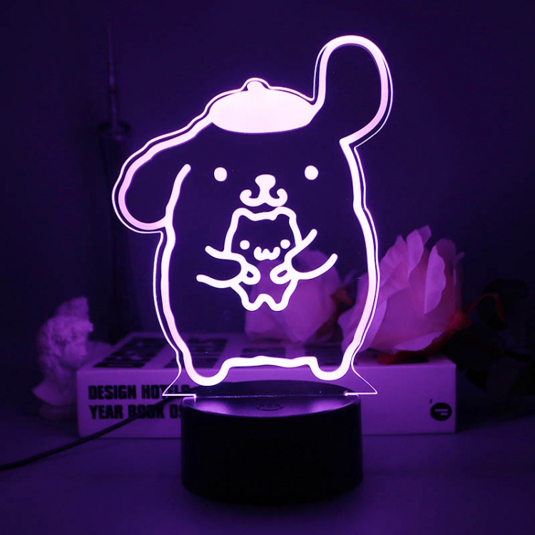 Pompompurin 3D night light USB touch switch colorful acrylic table lamp BLACK BASE