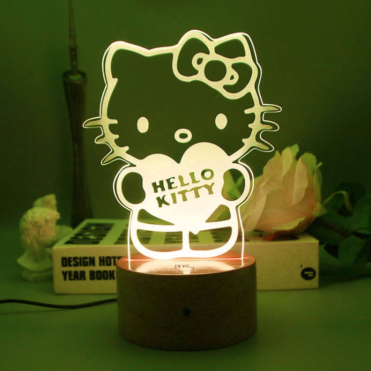 Hello Kitty 3D night light USB touch switch colorful acrylic table lamp BLACK BASE