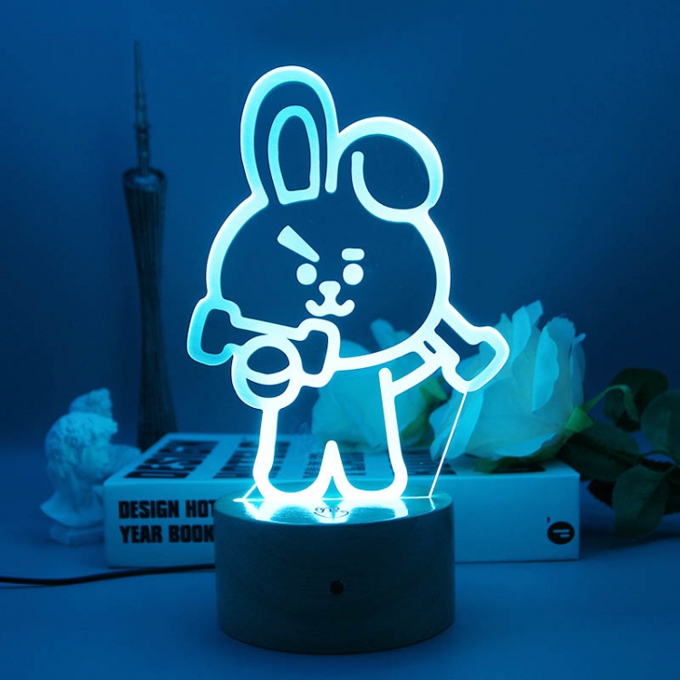 Little Rabbit 3D night light USB touch switch colorful acrylic table lamp BLACK BASE