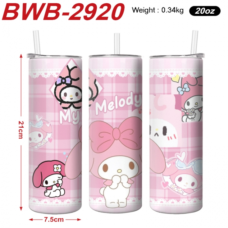sanrio Anime printing insulation cup straw cup 21X7.5CM BWB-2920A