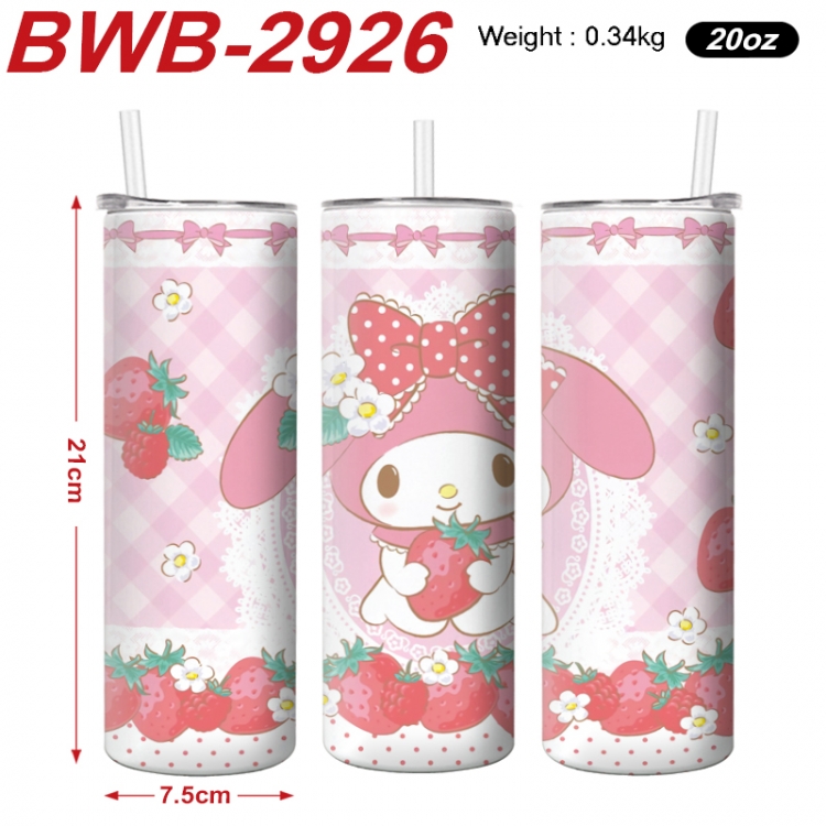 sanrio Anime printing insulation cup straw cup 21X7.5CM  BWB-2926A