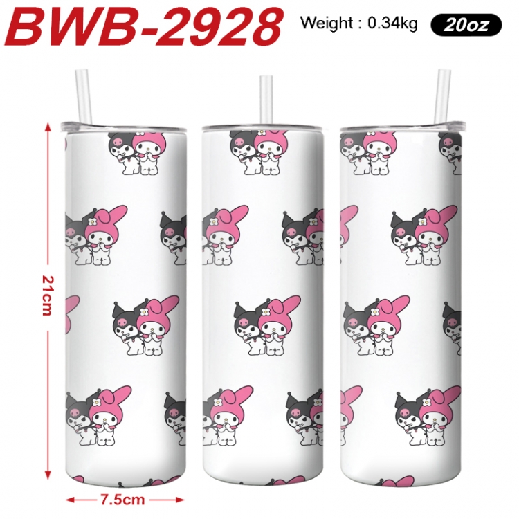 sanrio Anime printing insulation cup straw cup 21X7.5CM  BWB-2928A
