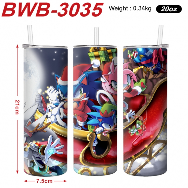 Sonic The Hedgehog Anime printing insulation cup straw cup 21X7.5CM BWB-3035A