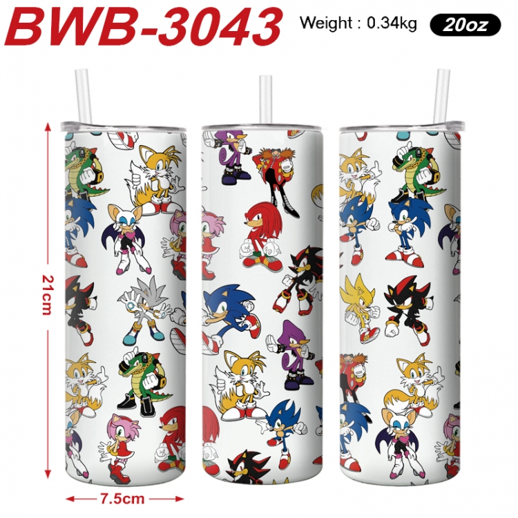 Sonic The Hedgehog Anime printing insulation cup straw cup 21X7.5CM BWB-3043A