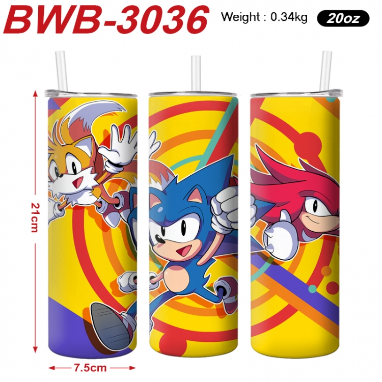 Sonic The Hedgehog Anime printing insulation cup straw cup 21X7.5CM BWB-3036A