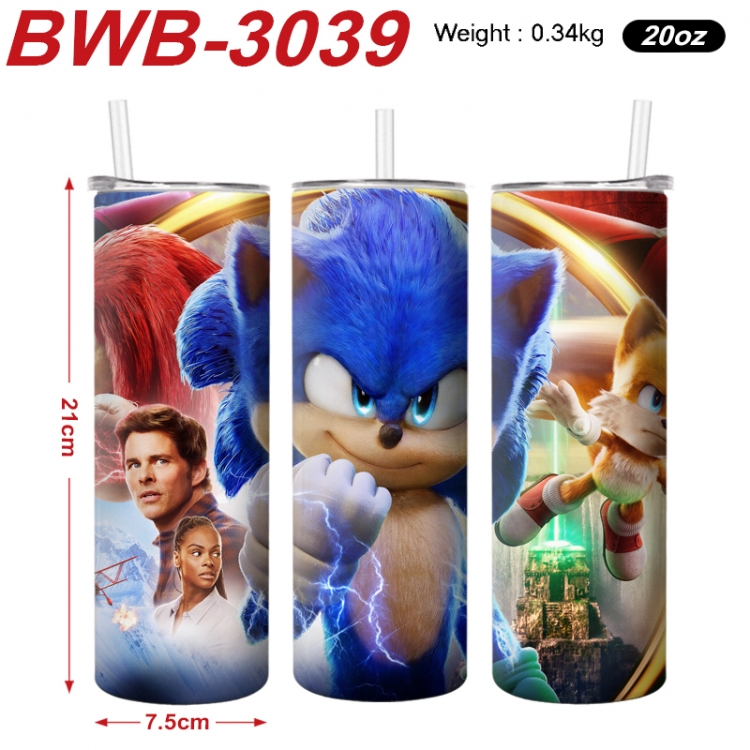 Sonic The Hedgehog Anime printing insulation cup straw cup 21X7.5CM BWB-3039A