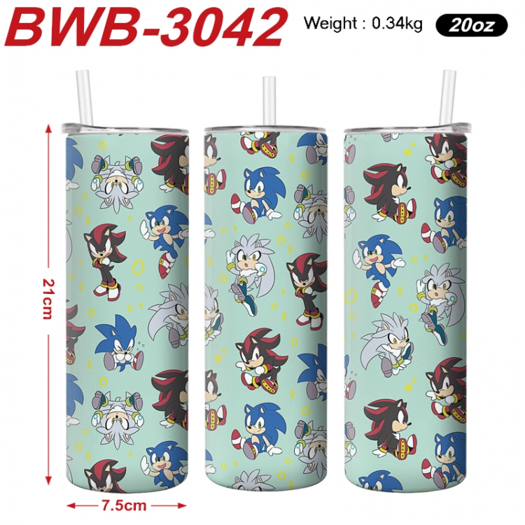 Sonic The Hedgehog Anime printing insulation cup straw cup 21X7.5CM BWB-3042A