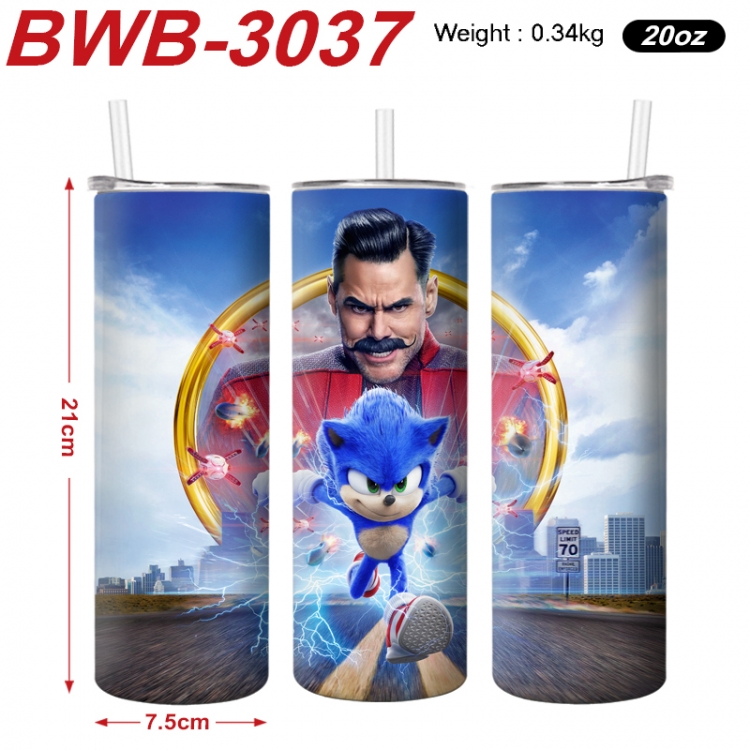 Sonic The Hedgehog Anime printing insulation cup straw cup 21X7.5CM BWB-3037A