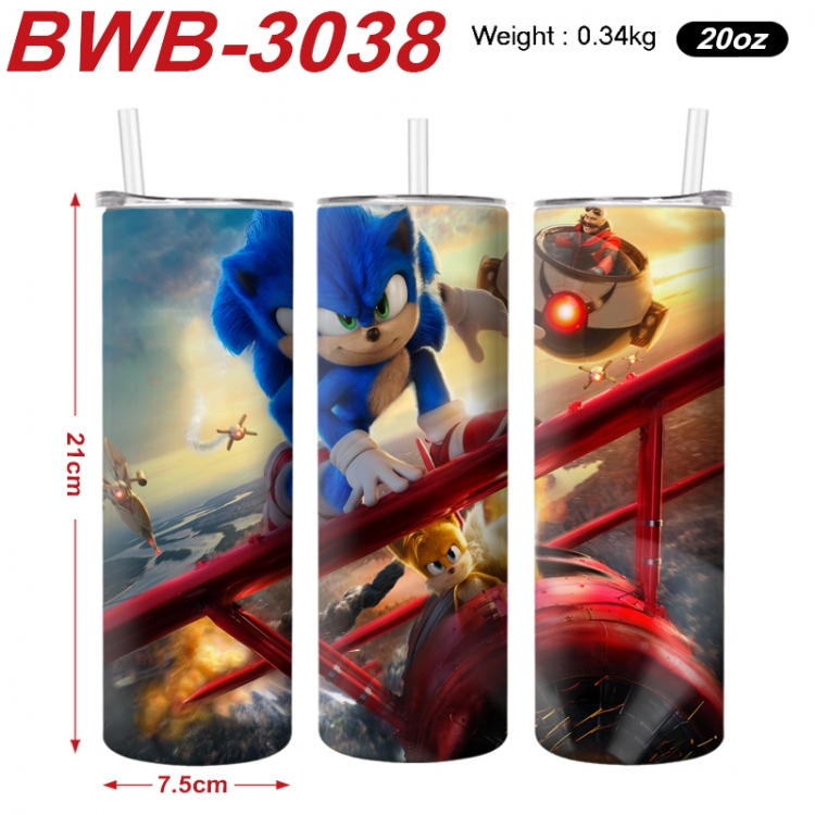 Sonic The Hedgehog Anime printing insulation cup straw cup 21X7.5CM BWB-3038A