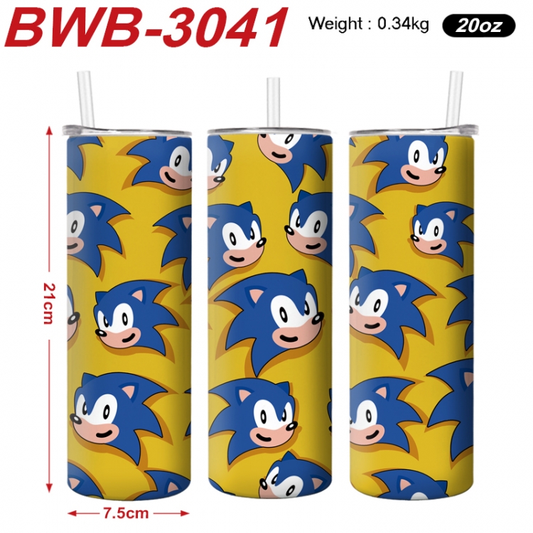 Sonic The Hedgehog Anime printing insulation cup straw cup 21X7.5CM BWB-3041A