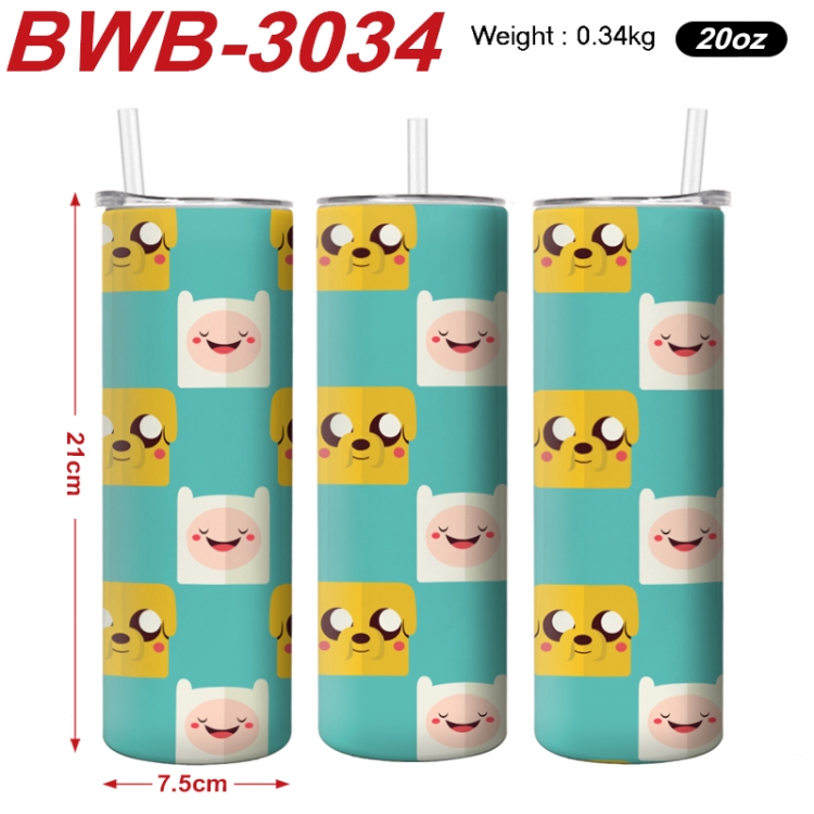 Adventure Time with Anime printing insulation cup straw cup 21X7.5CM BWB-3034A