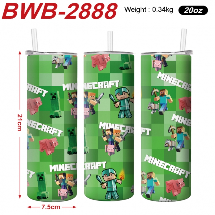 Minecraft Anime printing insulation cup straw cup 21X7.5CM BWB-2888A