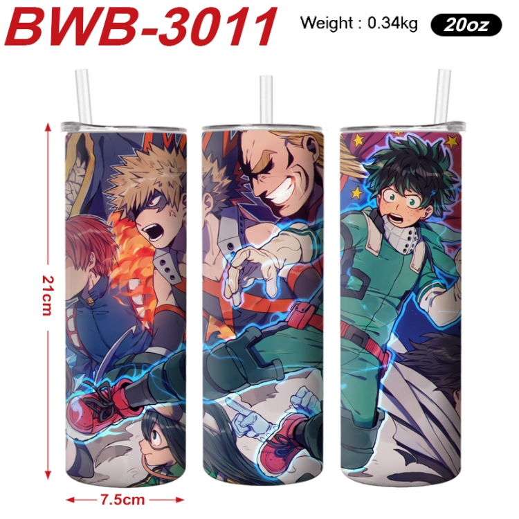 My Hero Academia Anime printing insulation cup straw cup 21X7.5CM BWB-3011A