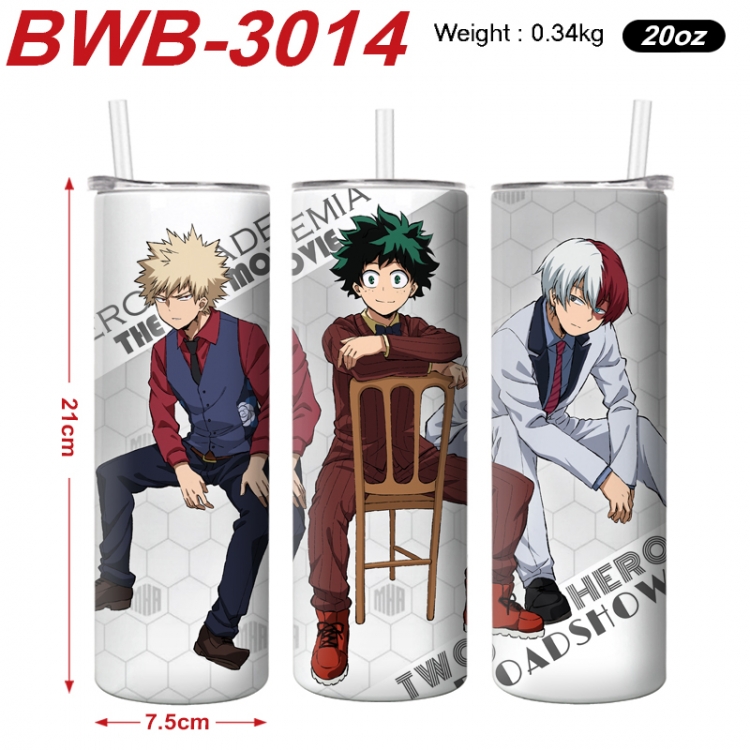 My Hero Academia Anime printing insulation cup straw cup 21X7.5CM BWB-3014A