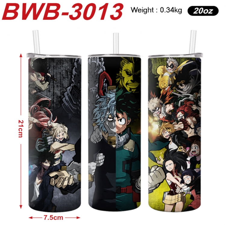 My Hero Academia Anime printing insulation cup straw cup 21X7.5CM BWB-3013A