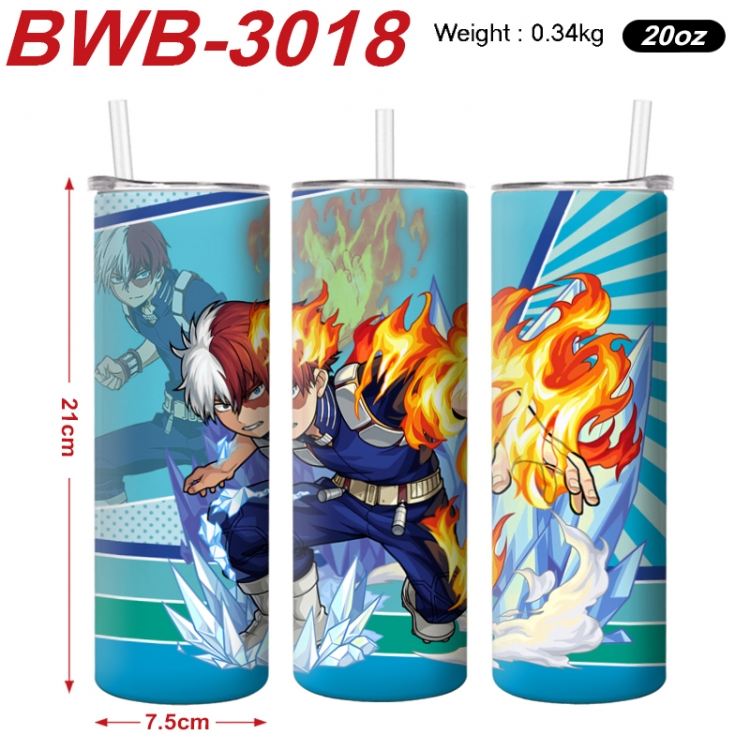 My Hero Academia Anime printing insulation cup straw cup 21X7.5CM BWB-3018A