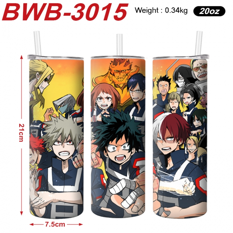 My Hero Academia Anime printing insulation cup straw cup 21X7.5CM BWB-3015A