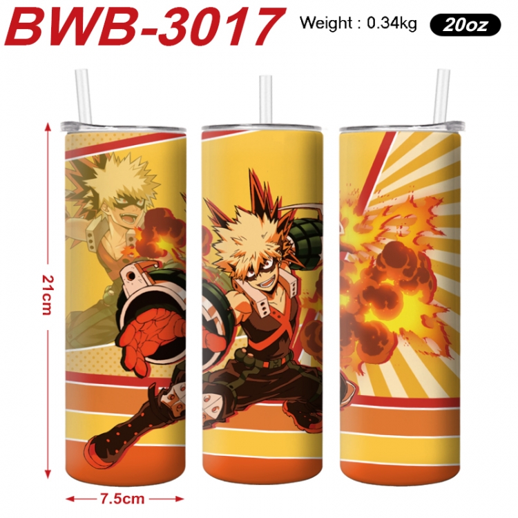 My Hero Academia Anime printing insulation cup straw cup 21X7.5CM BWB-3017A