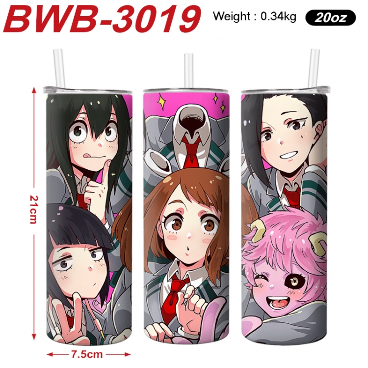 My Hero Academia Anime printing insulation cup straw cup 21X7.5CM BWB-3019A