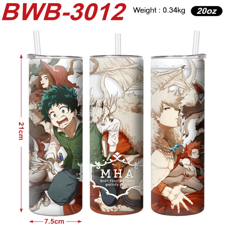 My Hero Academia Anime printing insulation cup straw cup 21X7.5CM BWB-3012A