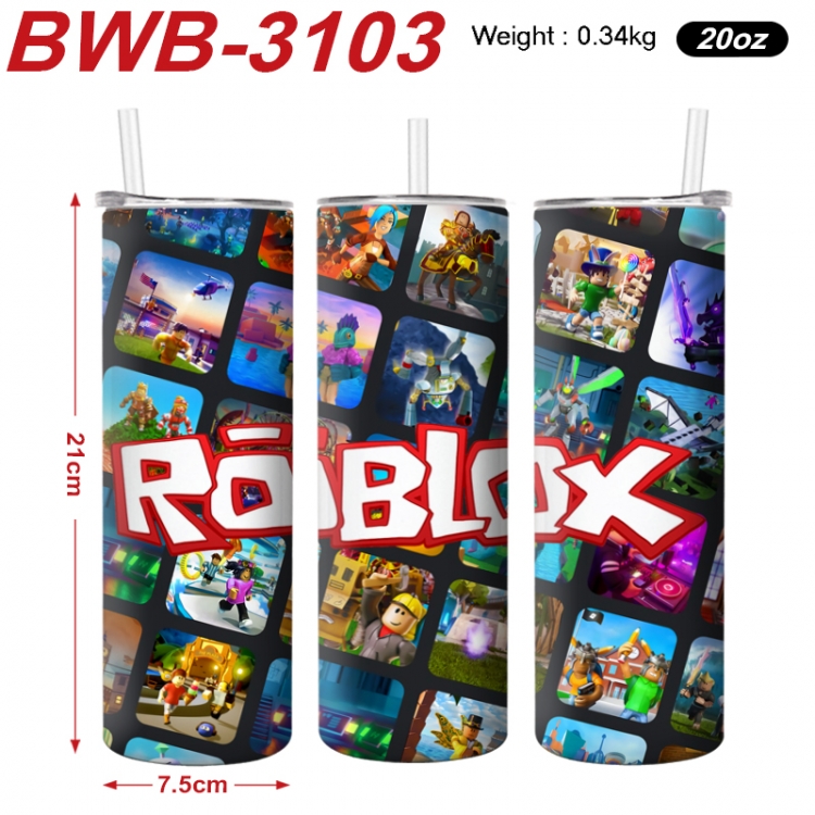 Robllox Anime printing insulation cup straw cup 21X7.5CM BWB-3103A