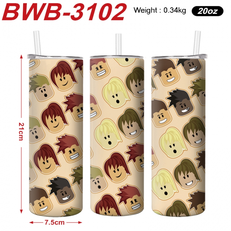 Robllox Anime printing insulation cup straw cup 21X7.5CM BWB-3102A