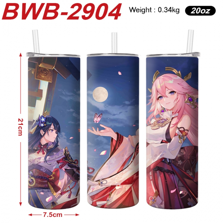Genshin Impact Anime printing insulation cup straw cup 21X7.5CM BWB-2904A