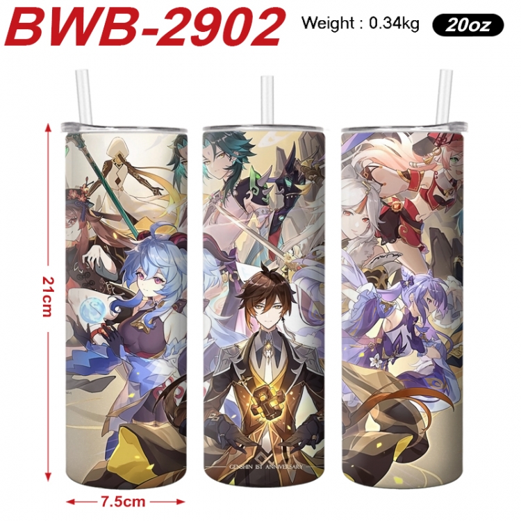 Genshin Impact Anime printing insulation cup straw cup 21X7.5CM BWB-2902A