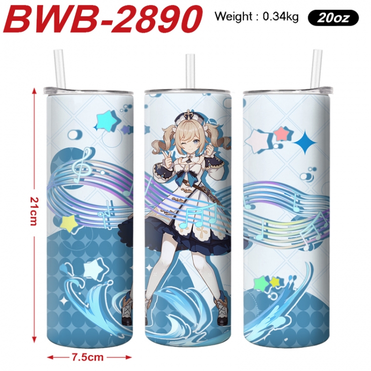 Genshin Impact Anime printing insulation cup straw cup 21X7.5CM BWB-2890A