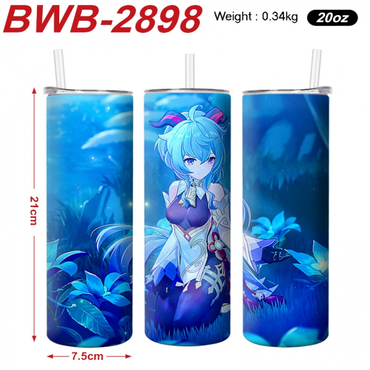 Genshin Impact Anime printing insulation cup straw cup 21X7.5CM BWB-2898A