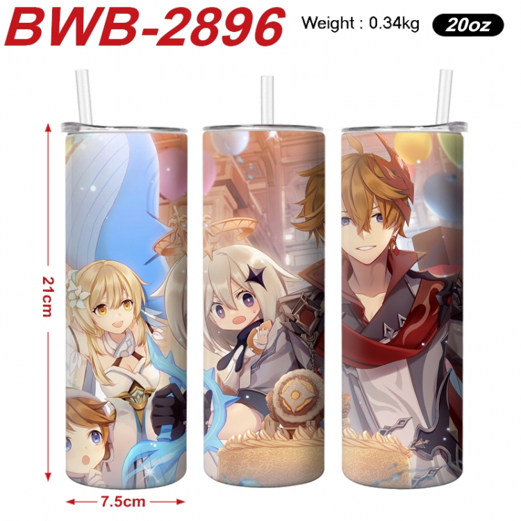 Genshin Impact Anime printing insulation cup straw cup 21X7.5CM BWB-2896A