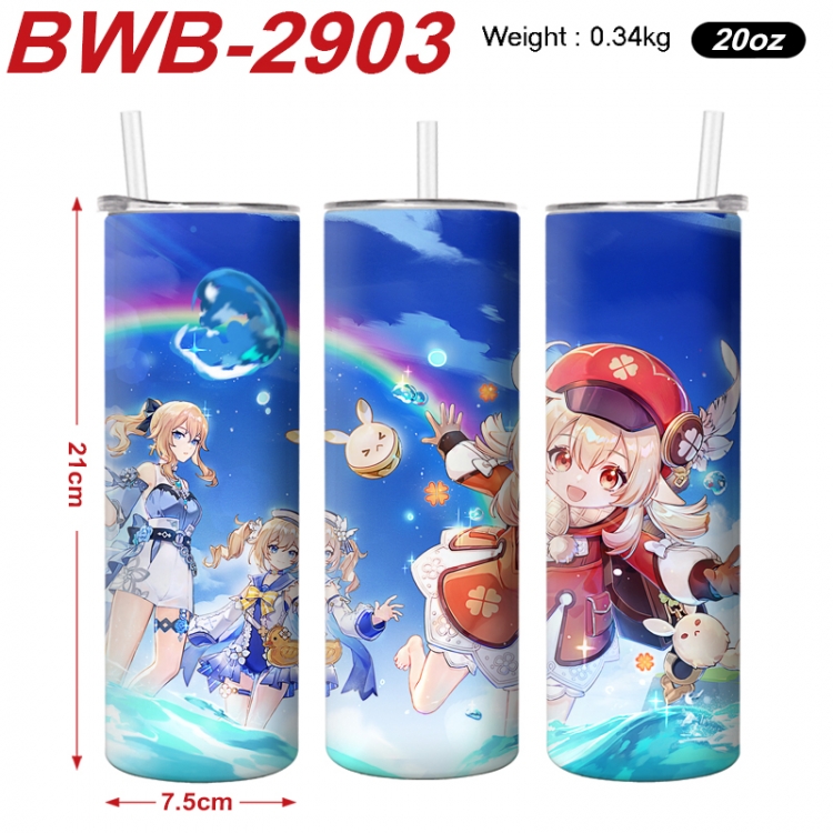 Genshin Impact Anime printing insulation cup straw cup 21X7.5CM BWB-2903A