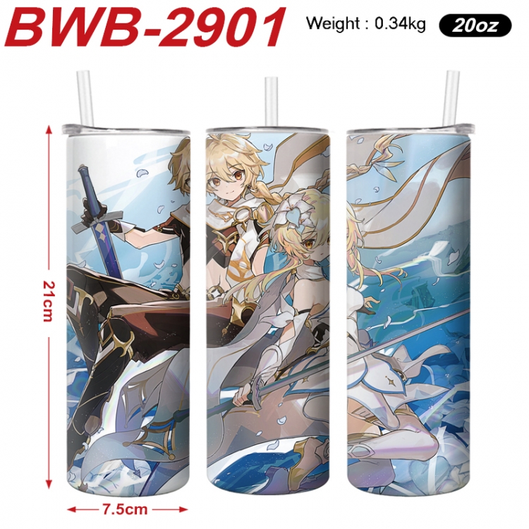 Genshin Impact Anime printing insulation cup straw cup 21X7.5CM BWB-2901A