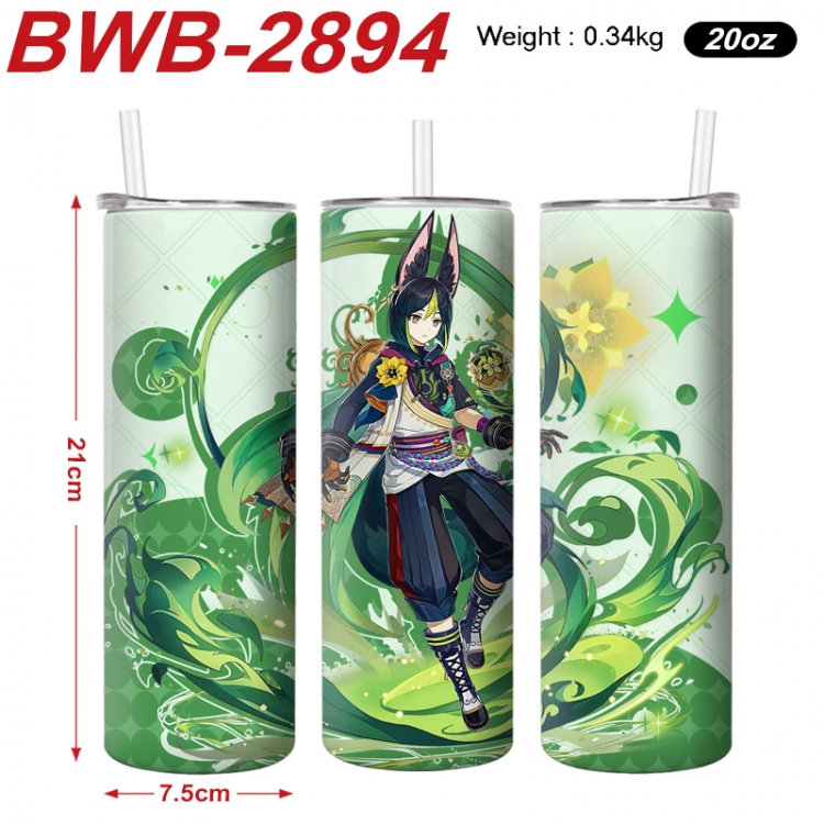 Genshin Impact Anime printing insulation cup straw cup 21X7.5CM BWB-2894A