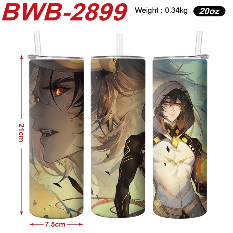 Genshin Impact Anime printing insulation cup straw cup 21X7.5CM BWB-2899A
