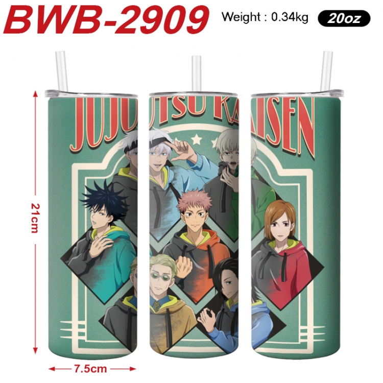 Jujutsu Kaisen Anime printing insulation cup straw cup 21X7.5CM BWB-2909A