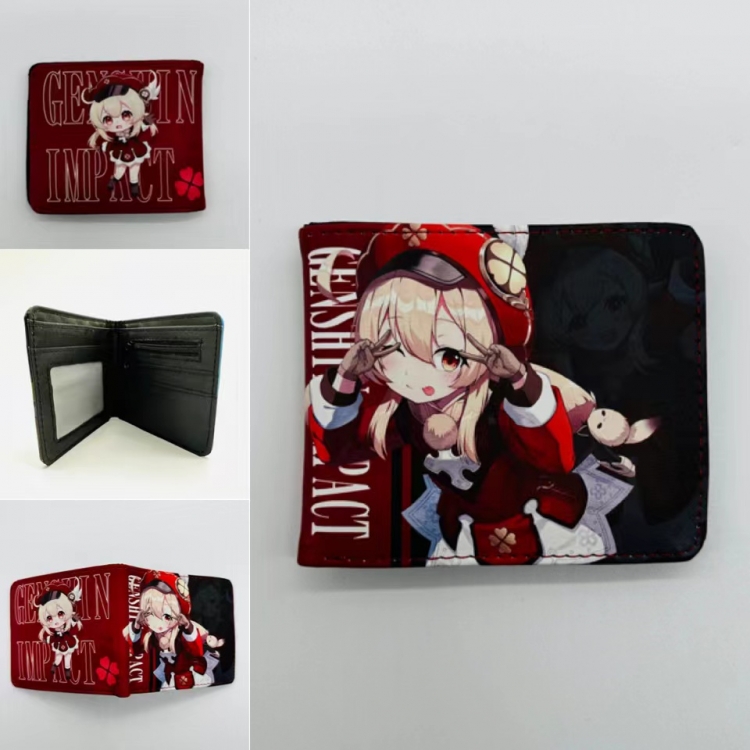 Genshin Impact Full color  Two fold short card case wallet 11X9.5CM 2053