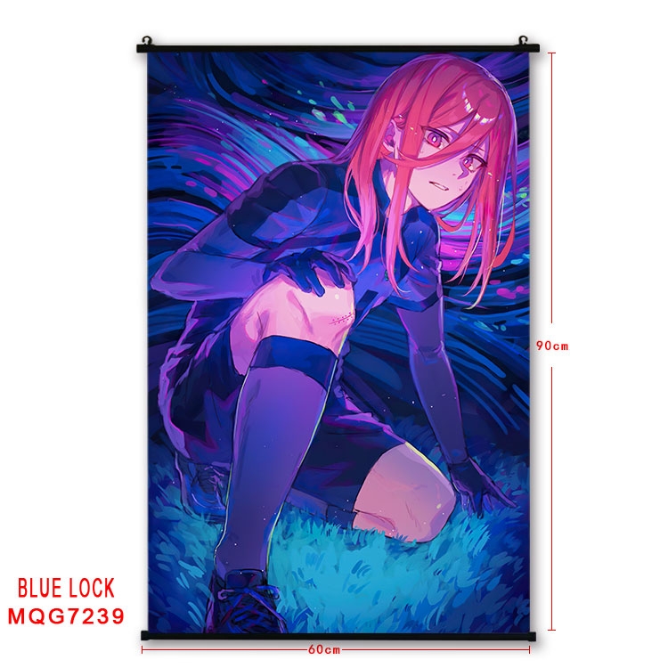 BLUE LOCK Anime black Plastic rod Cloth painting Wall Scroll 60X90CM MQG-7239