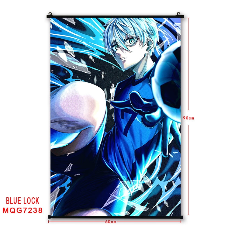 BLUE LOCK Anime black Plastic rod Cloth painting Wall Scroll 60X90CM MQG-7238