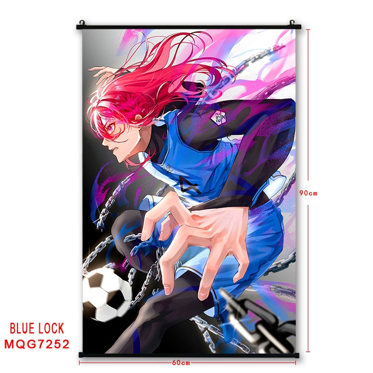 BLUE LOCK Anime black Plastic rod Cloth painting Wall Scroll 60X90CM MQG-7252