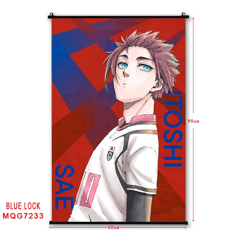 BLUE LOCK Anime black Plastic rod Cloth painting Wall Scroll 60X90CM MQG-7233