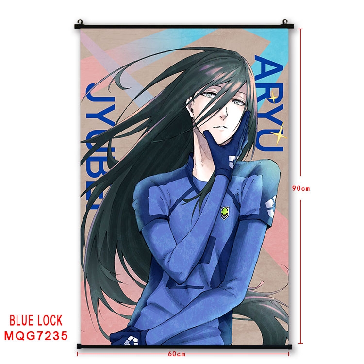 BLUE LOCK Anime black Plastic rod Cloth painting Wall Scroll 60X90CM MQG-7235