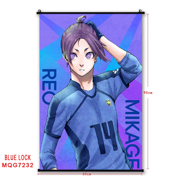 BLUE LOCK Anime black Plastic rod Cloth painting Wall Scroll 60X90CM MQG-7232