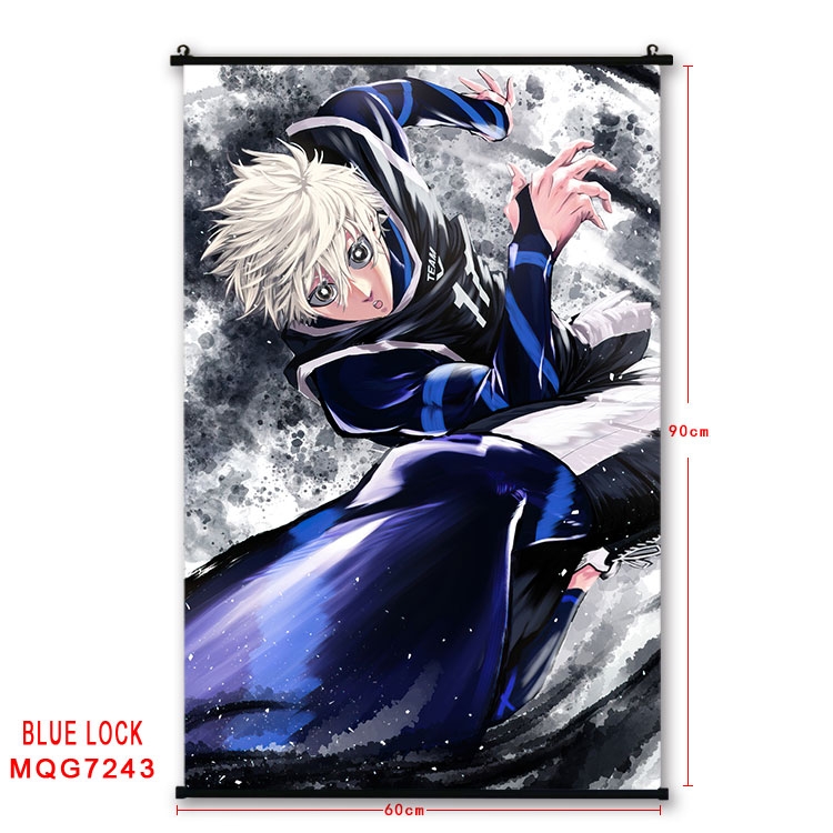 BLUE LOCK Anime black Plastic rod Cloth painting Wall Scroll 60X90CM MQG-7243