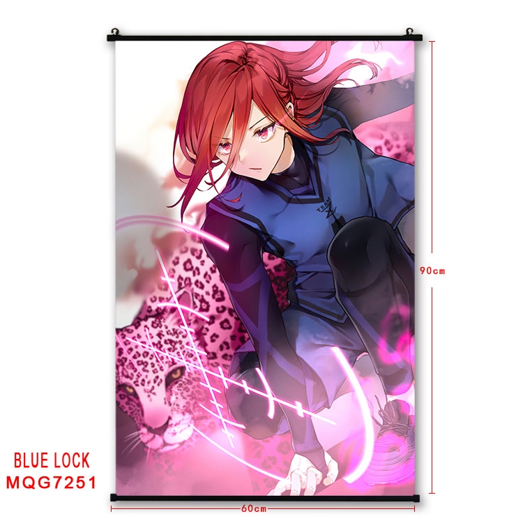 BLUE LOCK Anime black Plastic rod Cloth painting Wall Scroll 60X90CM MQG-7251