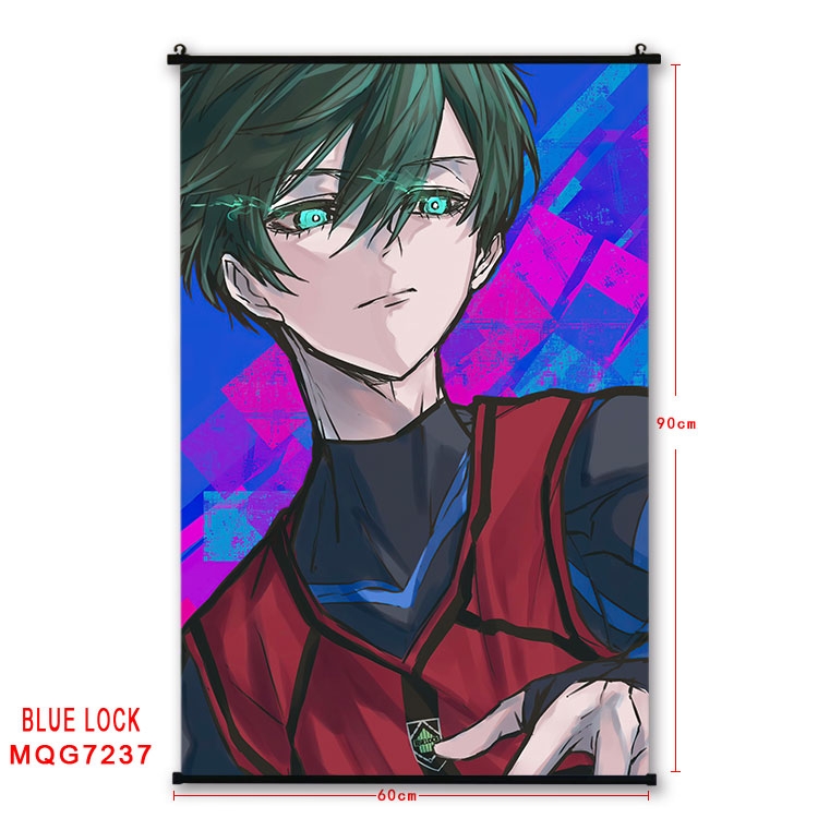 BLUE LOCK Anime black Plastic rod Cloth painting Wall Scroll 60X90CM MQG-7237