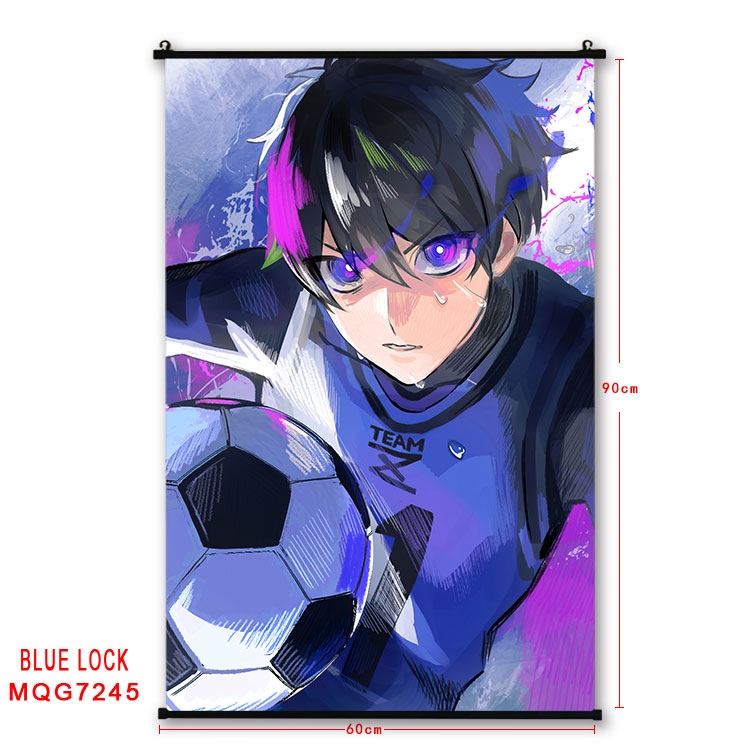 BLUE LOCK Anime black Plastic rod Cloth painting Wall Scroll 60X90CM MQG-7245