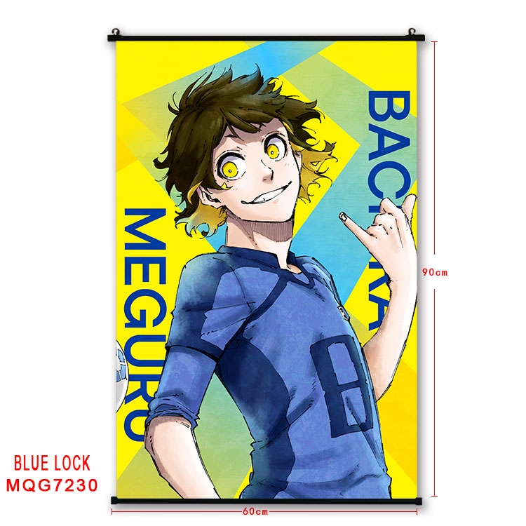 BLUE LOCK Anime black Plastic rod Cloth painting Wall Scroll 60X90CM MQG-7230