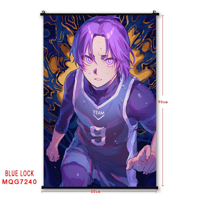 BLUE LOCK Anime black Plastic rod Cloth painting Wall Scroll 60X90CM MQG-7240